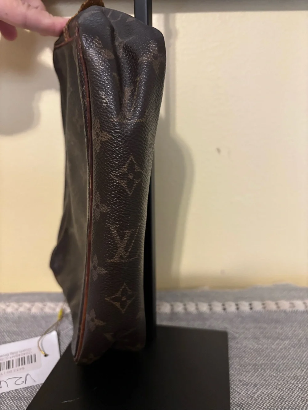 Louis Vuitton Brown Monogram Canvas Clutch with Tan Trim